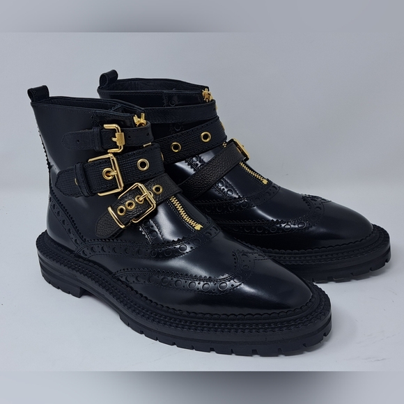 Burberry Shoes - Burberry Everdon Leather Brogue Biker Combat Boots Buckle 10 US 40 EU